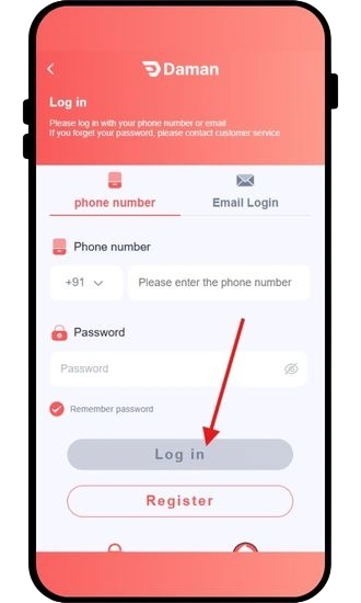 click on log in button